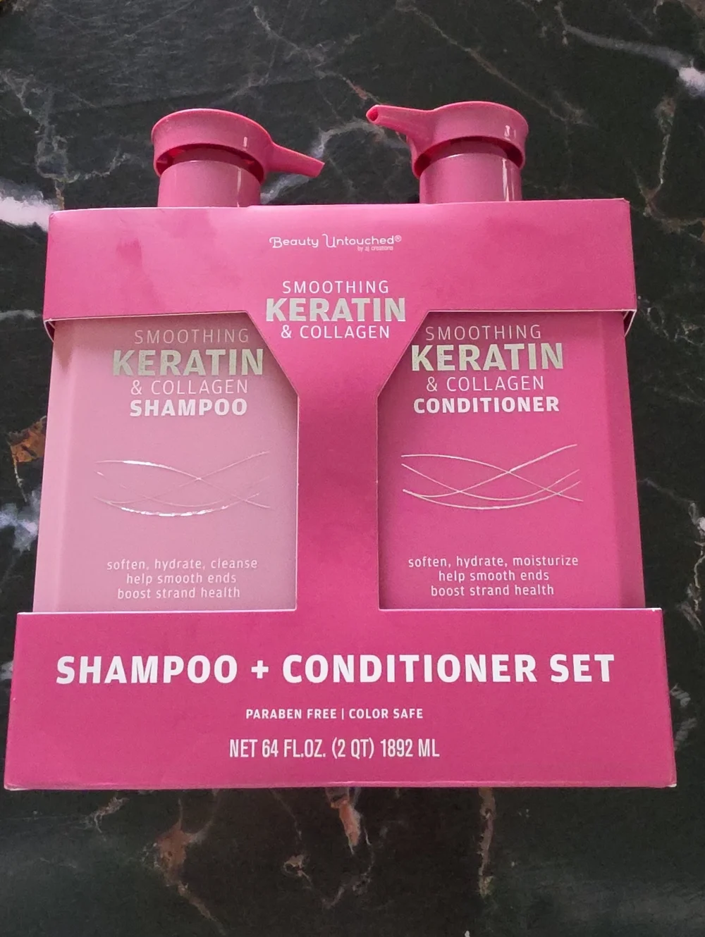 Beauty Untouched Smoothing Keratin & Collagen Shampoo + Conditioner Set - Pink